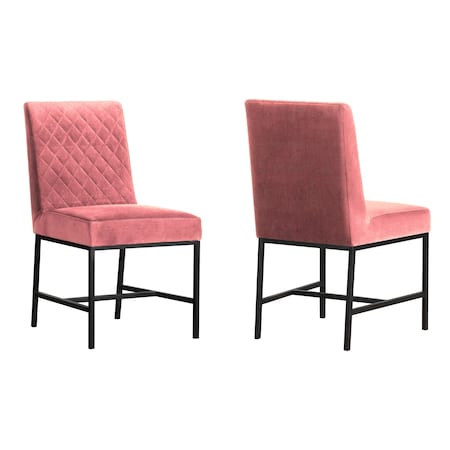 Armen Living Napoli Pink Velvet and Black Leg Modern Accent Dining Chair, PK2 LCNPSIPNK